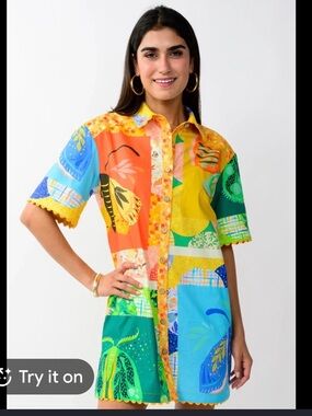 Uncle Frank by Ivy Jane Butterfly Block Party Dress Colorful Patchwork Sz Medium